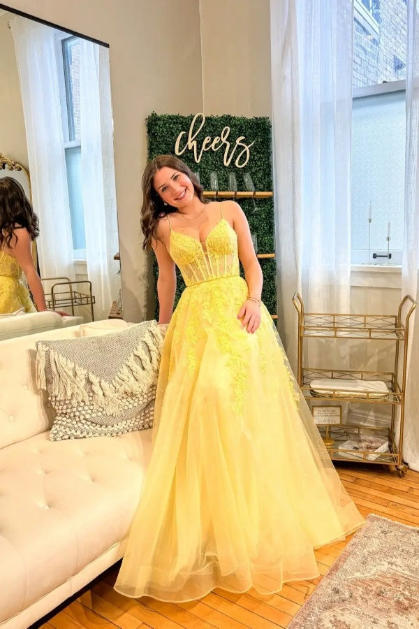Spaghetti Straps Wedding Guest Dresses, Lace A-line Newest Long Prom D ClaireBridal Spaghetti Straps Wedding Guest Dresses, Lace A-line Newest Long Prom D ClaireBridal