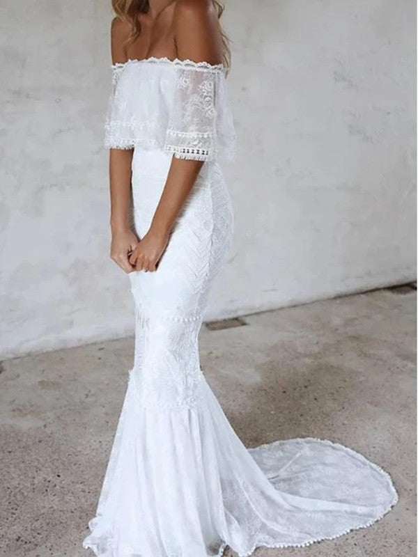 2020 mermaid wedding dresses Popular Off The Shoulder Wedding Dresses, Lace 2020 Mermaid Wedding Dr –  ClaireBridal
