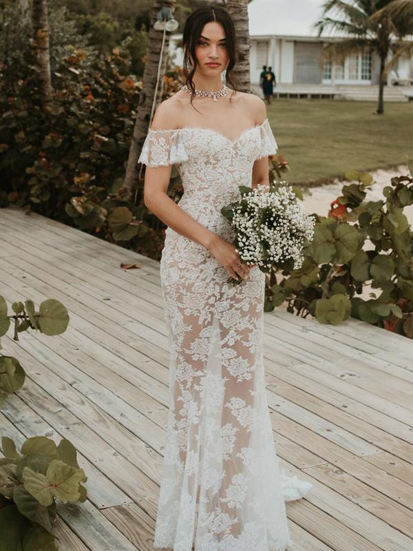 popular wedding dresses Off The Shoulder See Through Popular Wedding Dresses, Lace 2020 Weddin –  ClaireBridal