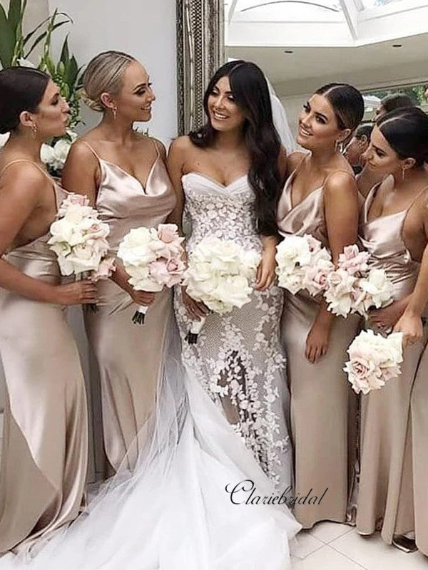 Spaghetti Straps Sexy Bridesmaid Dresses, Simple Cheap Bridesmaid Dres –  ClaireBridal