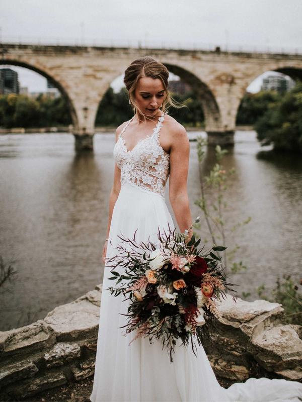 Lace Popular Evening Party Wedding Dresses, 2020 A-line Wedding Dresse   ClaireBridal