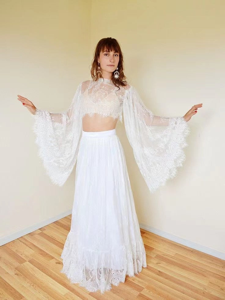 2 Pieces Lace Boho Wedding Dresses, Gorgeous Wedding Dresses, Long Wed –  ClaireBridal