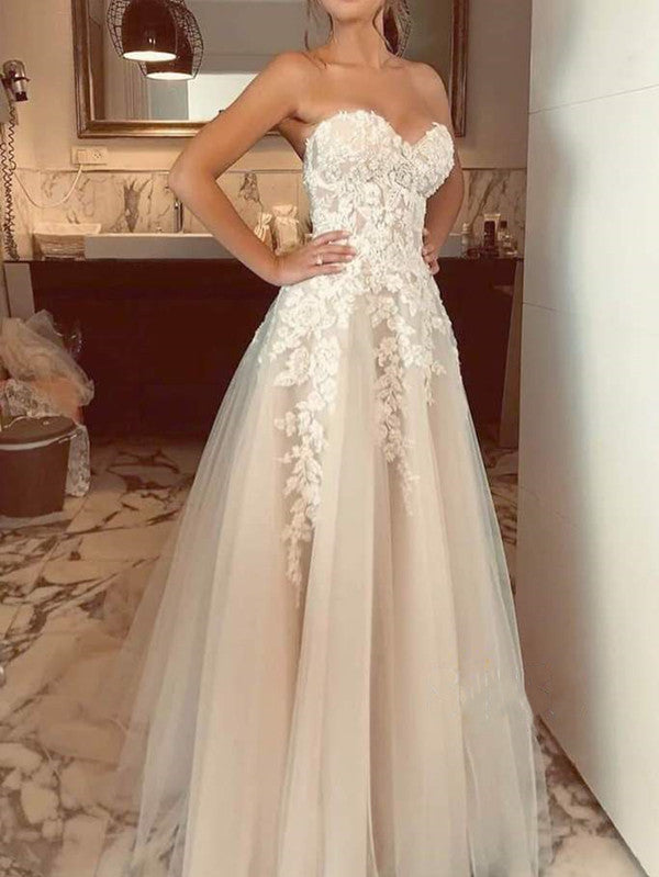 a line wedding dresses 2020 Sexy A Line Wedding Dress Plunge Neck Satin Split main image 1