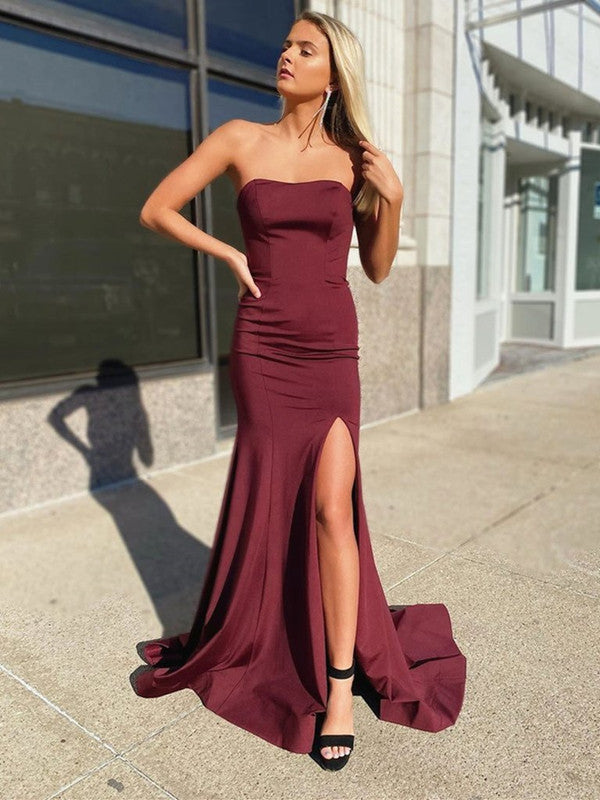Strapless Mermaid Long Prom Dresses, Popular 2020 Slit Newest Prom Dre –  ClaireBridal