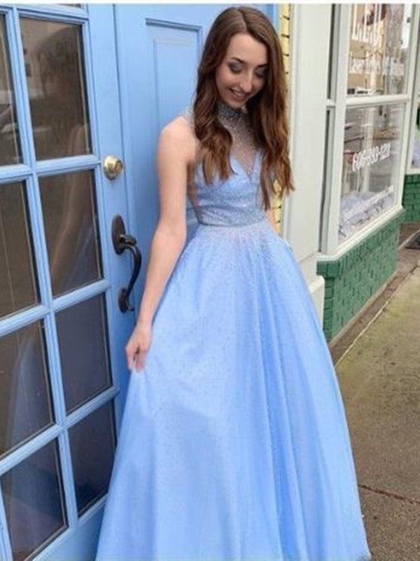 Modest Light Blue Shiny Long Prom Dresses, A-line Evening Party 2020 P ClaireBridal Modest Light Blue Shiny Long Prom Dresses, A-line Evening Party 2020 P ClaireBridal