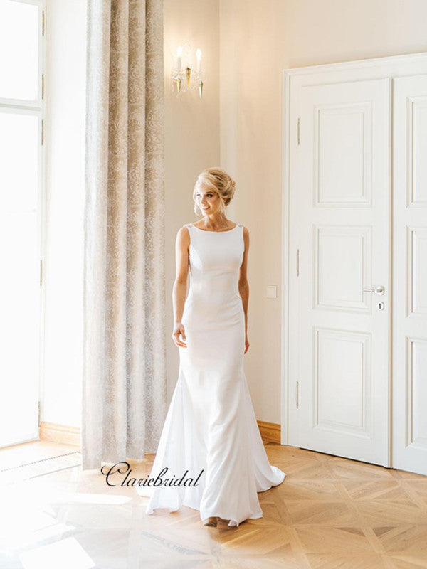 Open Back Beaded Wedding Dresses, Popular Simple Wedding Dresses ClaireBridal Open Back Beaded Wedding Dresses, Popular Simple Wedding Dresses ClaireBridal