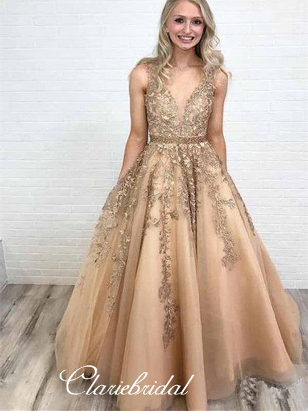 Elegant Lace A-line Long Prom Dresses, Evening Party Modest Prom Dress ClaireBridal Elegant Lace A-line Long Prom Dresses, Evening Party Modest Prom Dress ClaireBridal