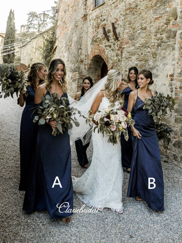 Spaghetti Straps V-neck Bridesmaid Dresses, Simple Design Bridesmaid D –  ClaireBridal