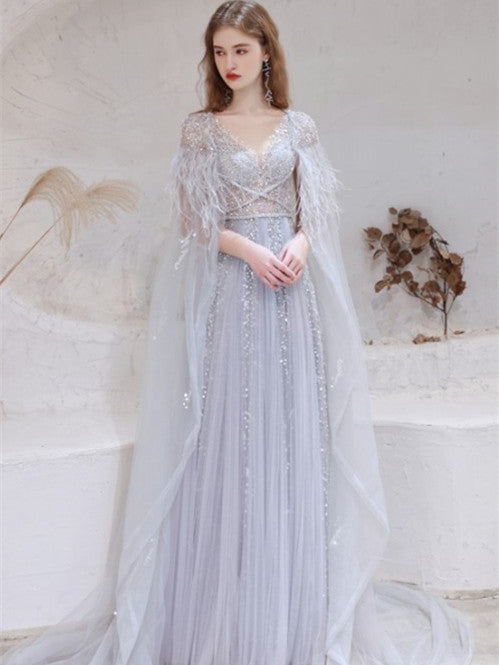 V-neck Light Grey Shiny Sequin Beaded Prom Dresses, Newest Prom Dresse ClaireBridal V-neck Light Grey Shiny Sequin Beaded Prom Dresses, Newest Prom Dresse ClaireBridal