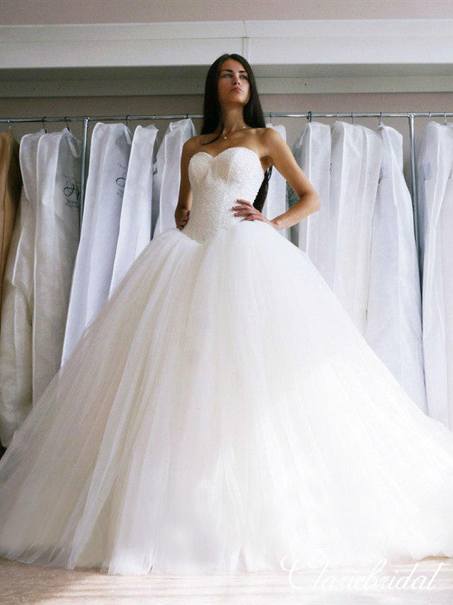Sweetheart Beaded Top Ball Gown Long Wedding Dresses, Bridal Gown ClaireBridal Sweetheart Beaded Top Ball Gown Long Wedding Dresses, Bridal Gown ClaireBridal