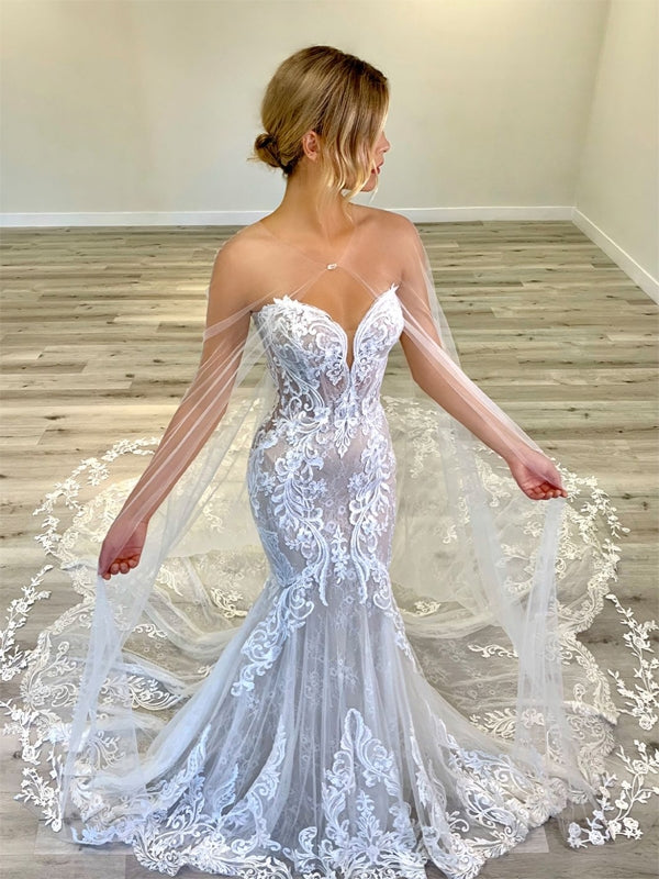 Sweetheart Long Mermaid Lace Wedding Dresses, Newest Wedding Gown, 2020  Wedding Dresses