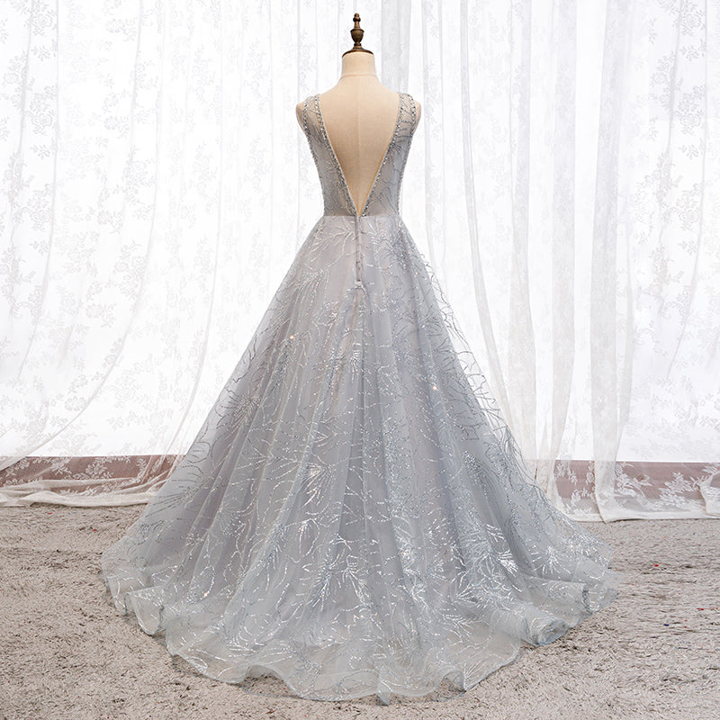 light grey homecoming dresses Light Grey Tulle Short Prom Dress With Flowers, Grey Homecoming Dress –  classygown main image 1