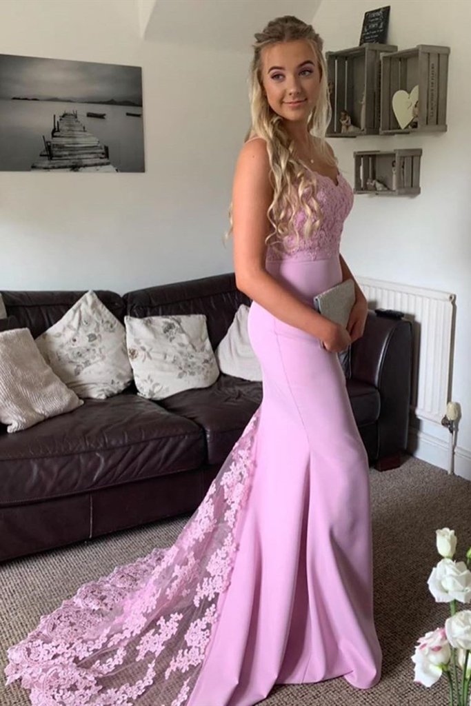 Mermaid Lavender Lace Long Prom Dress, Formal 2021 Prom Dresses, Bride –  ClaireBridal