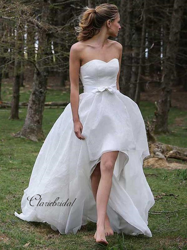 Strapless High Low Wedding Dresses, Outdoor Wedding Dresses, Popular B –  ClaireBridal
