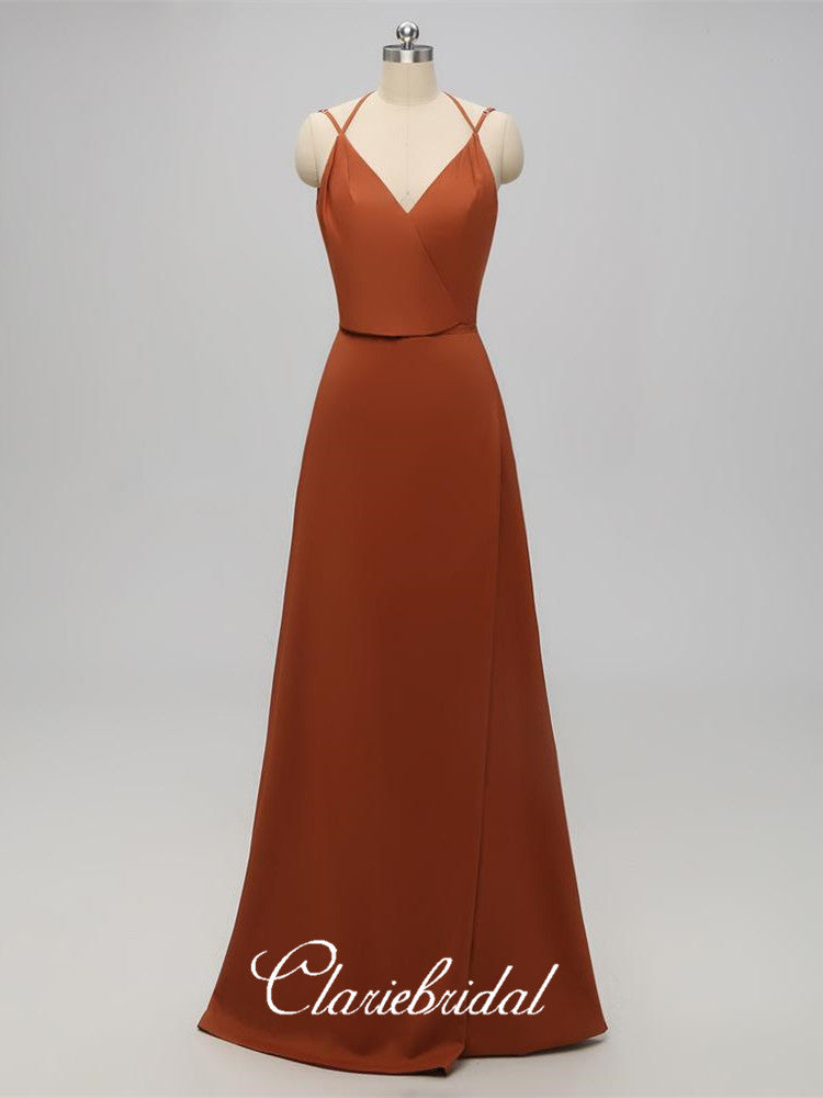 sheath v neck bridesmaid dresses Ever-Pretty A-Line Chiffon Lotus Hemline Maxi Summer Formal Wedding Guest Dress