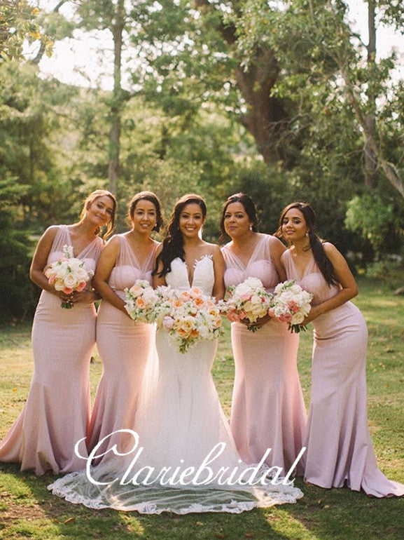 Pink Mermaid Simple Long Bridesmaid Dresses, Wedding Guest Dresses – ClaireBridal Pink Mermaid Simple Long Bridesmaid Dresses, Wedding Guest Dresses – ClaireBridal