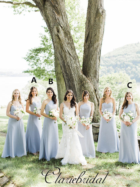 Mismatched Dusty Blue Long Bridesmaid Dresses, Popular Bridesmaid Dres ClaireBridal Mismatched Dusty Blue Long Bridesmaid Dresses, Popular Bridesmaid Dres ClaireBridal