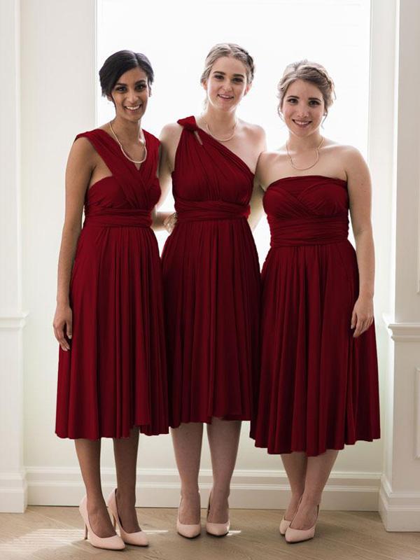Dark Red Convertible Short Bridesmaid Dresses ClaireBridal Dark Red Convertible Short Bridesmaid Dresses ClaireBridal