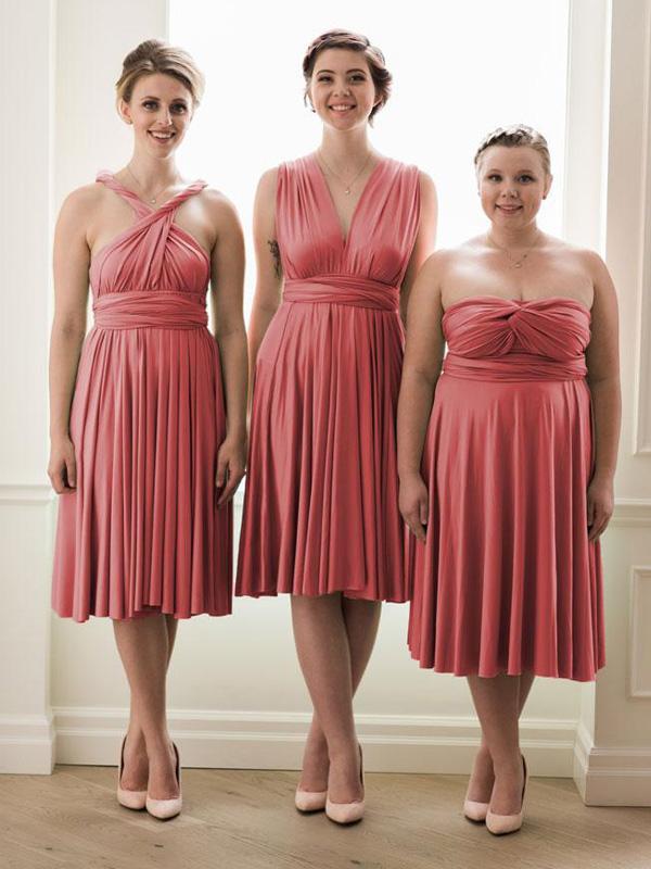 Coral Convertible Short Bridesmaid Dresses ClaireBridal Coral Convertible Short Bridesmaid Dresses ClaireBridal