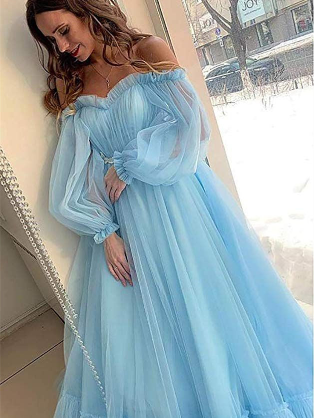 Off Shoulder Bubble Sleeved Prom Dresse, Lovely Prom Dresses, 2021 Pro ClaireBridal Off Shoulder Bubble Sleeved Prom Dresse, Lovely Prom Dresses, 2021 Pro ClaireBridal