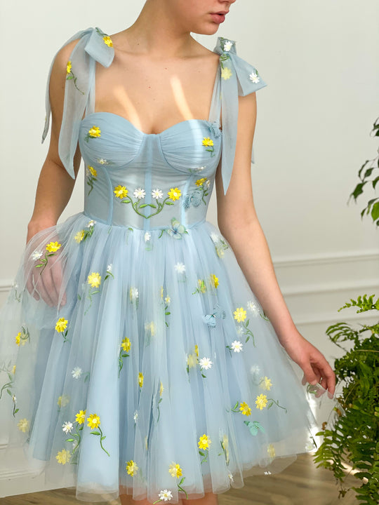 homecoming dresses 2022 Cute Floral Blue Dresses, Short Prom Dresses, Boned Mini Dr – ClaireBridal Color:Latte (Photo) RCT-Nicole-202527 Organza Tailor Time Lucile Draped Maxi Dress