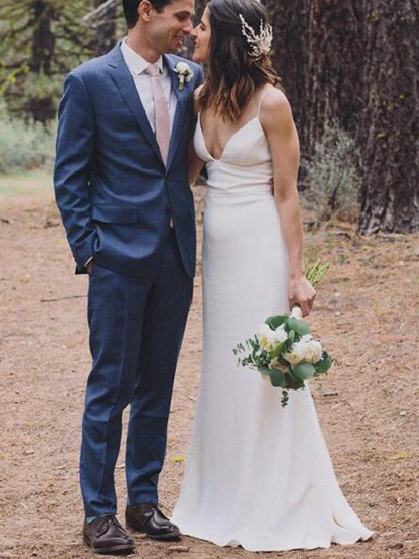 affordable bridal dresses Simple Long Sheath Country Wedding Dresses, Affordable Bridal Gown –  ClaireBridal