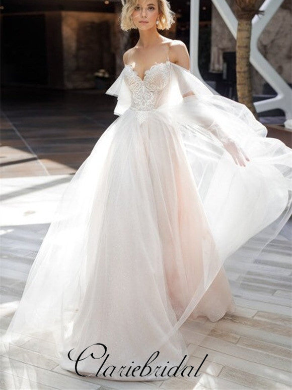 sachin and babi light blue dress A-line Off Shoulder Fairy Wedding Dresses, Bridal Gown – ClaireBridal