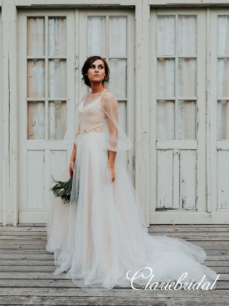 Boho Romantic Tulle Long Wedding Dresses, New Arrival Wedding Dresses – ClaireBridal Boho Romantic Tulle Long Wedding Dresses, New Arrival Wedding Dresses – ClaireBridal
