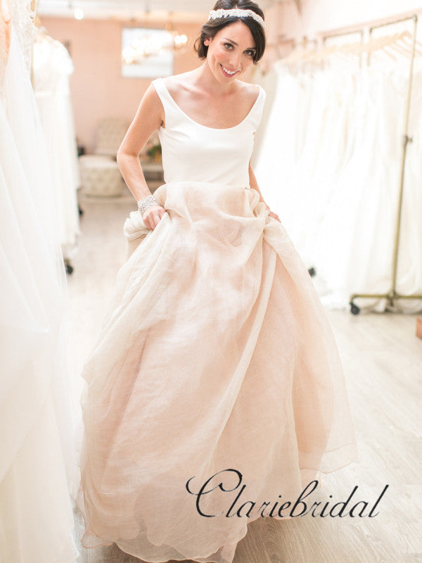 2 Pieces Simple Boho Wedding Dresses, Lovely Blush Chiffon Wedding Dre –  ClaireBridal