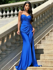 Sweetheart Girl Evening Party Dresses, Strapless Newest 2024 Long Prom Dresses, Graduation Girl Dresses