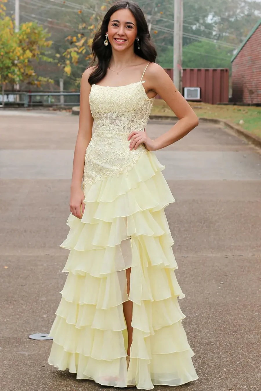 Straps Lace Girl Graduation Party Dresses, Puffy Appliques 2025 Newest ClaireBridal Straps Lace Girl Graduation Party Dresses, Puffy Appliques 2025 Newest ClaireBridal