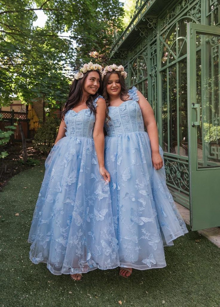 A-line Appliques Fashion Bridesmaid Dresses, Elegant Newest Long Prom Dresses, 2025 Wedding Guest Dresses