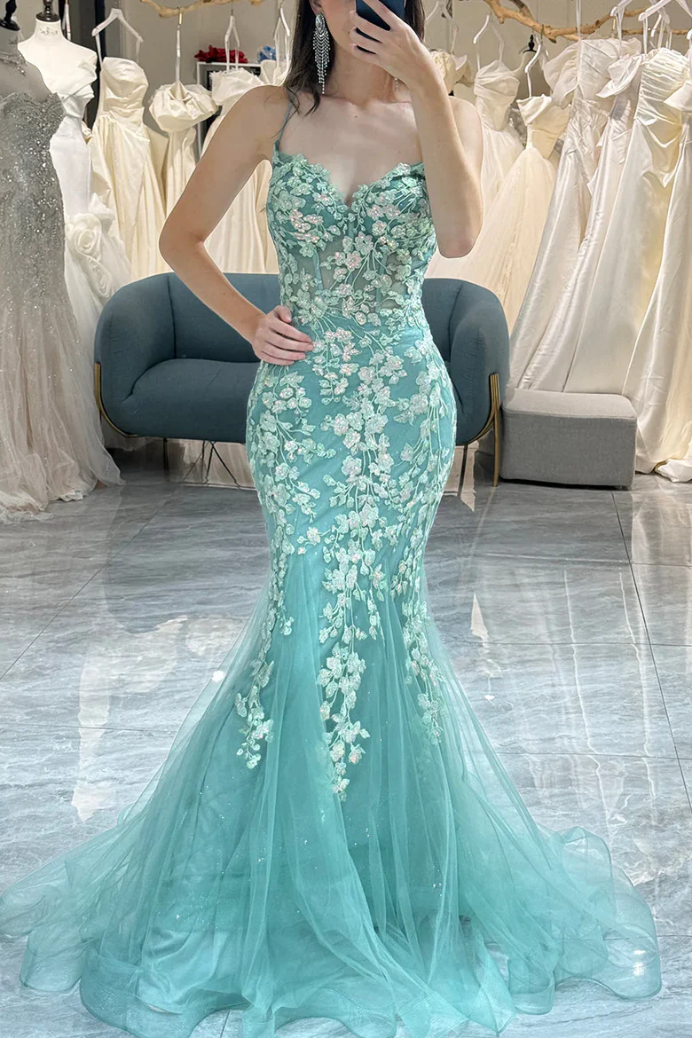Elegant Lace 2025 Mermaid Newest Long Prom Dresses, Appliques Wedding Guest Dresses