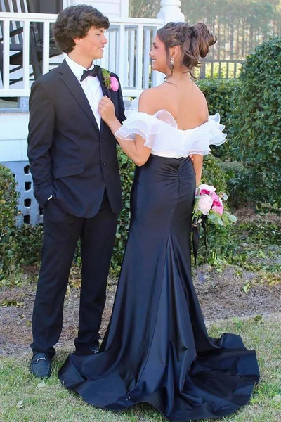 Off The Shoulder Satin Bridesmaid Dresses, Mermaid Formal Newest Long Prom Dresses