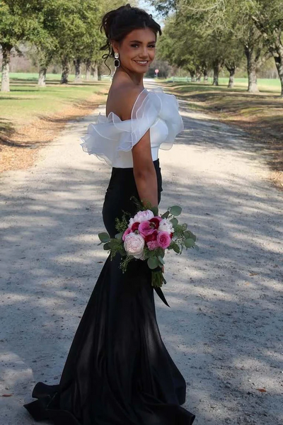 Off The Shoulder Satin Bridesmaid Dresses, Mermaid Formal Newest Long Prom Dresses