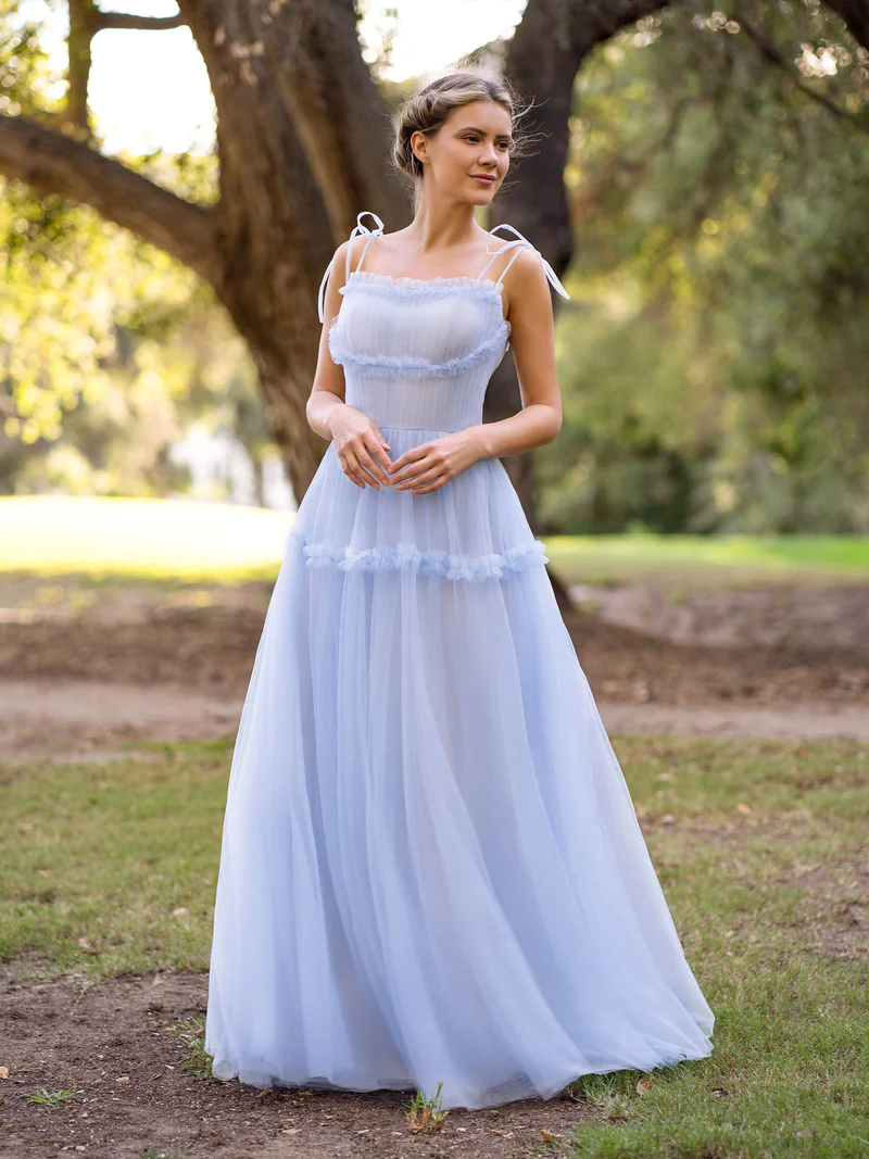 Spaghetti Straps A-line Prom Dresses, Newest 2023 Long Prom Dresses, Simple Wedding Bridesmaid Dresses