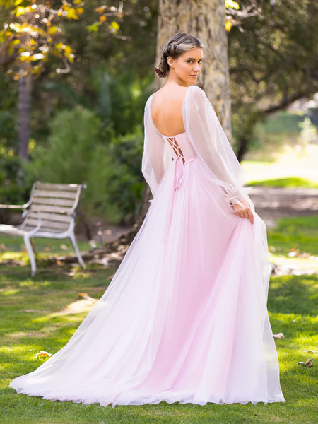Corset Puffy Sleeves Newest 2023 Prom Dresses, A-line Wedding Guest Dresses, Pink Bridesmaid Dresses