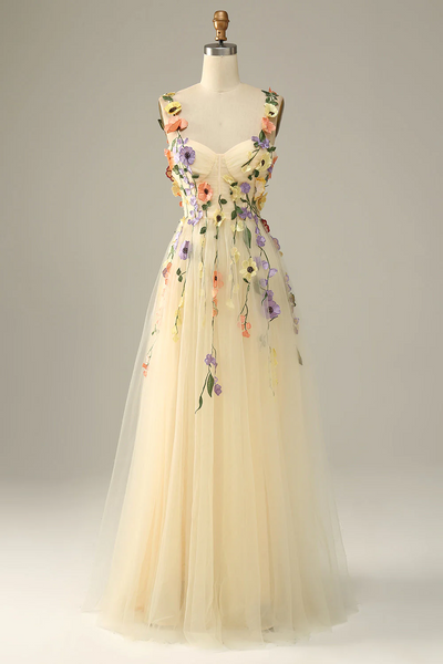 A-line Elegant Girl Party Prom Dresses, Newest 2023 Long Prom Dresses, Appliques Wedding Dresses