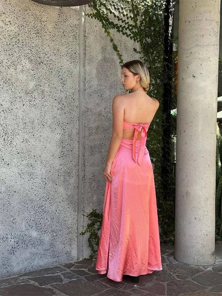 Strapless A-line Wedding Guest Dresses, Sexy Newest 2024 Long Prom Dresses, Fashion Bridesmaid Dresses