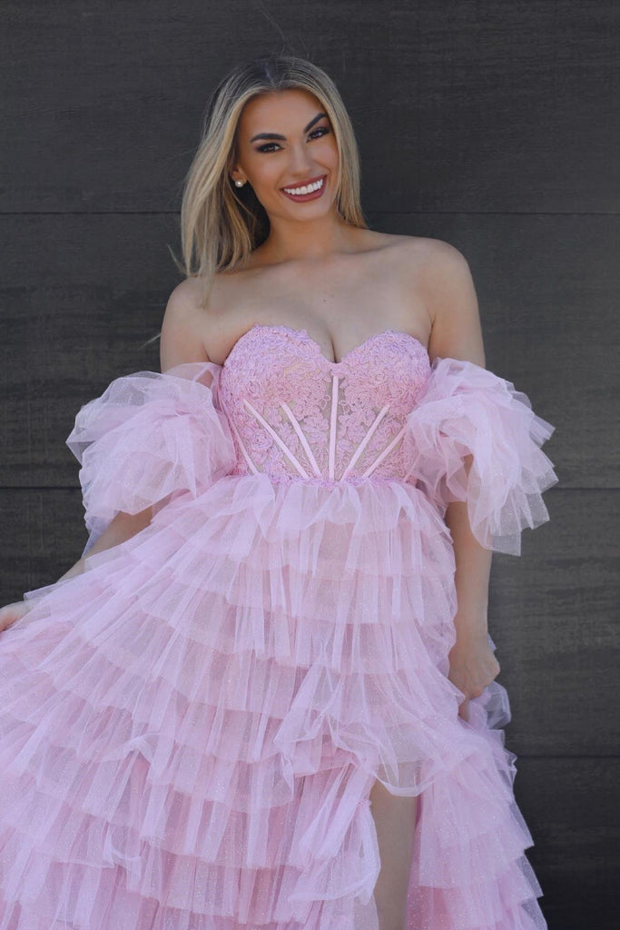 Lace Fluffy Homecoming Dresses A Line V Neck Open Back Coral Lace Long Prom Dress, Fluffy Lace Fluffy Homecoming Dresses A Line V Neck Open Back Coral Lace Long Prom Dress, Fluffy