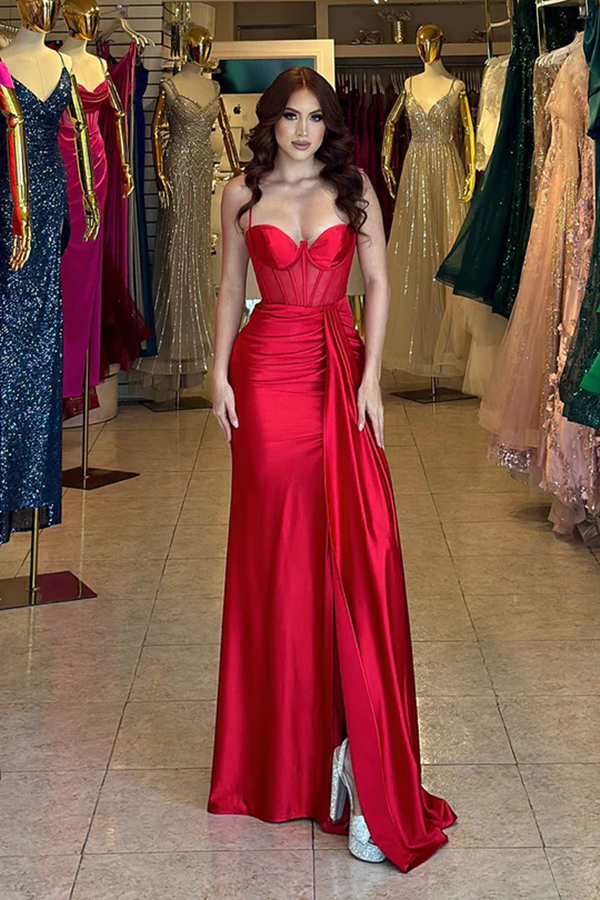 Popular Newest 2024 Long Prom Dresses, Spaghetti Red Graduation Dresse – ClaireBridal