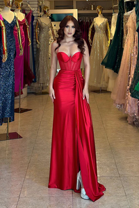 Popular Newest 2024 Long Prom Dresses, Spaghetti Red Graduation Dresses, Wedding Guest Dresses