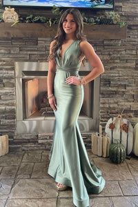 V-neck Wedding Bridesmaid Dresses, Newest Long Prom Dresses, Mermaid Evening Party Dresses