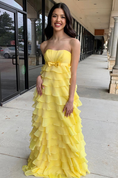 Strapless Chiffon Girl Dresses, Newest Long Prom Dresses, Wedding Party Bridesmaid Dresses