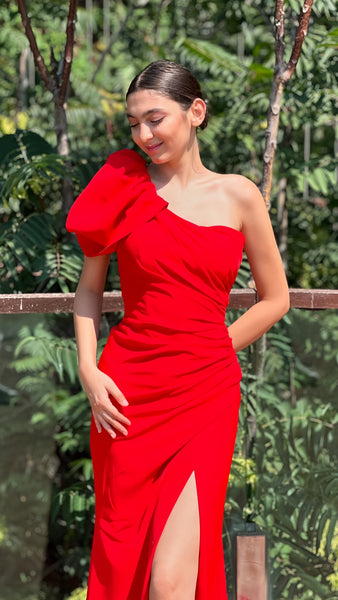 One Shoulder Newest Long Prom Dresses, Side Slit Bridesmaid Dresses, Mermaid Wedding Party Dresses