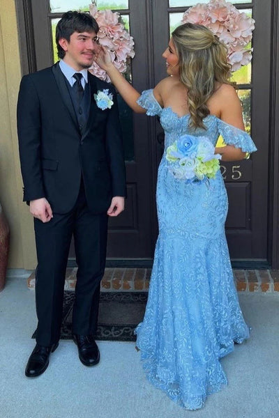 Off The Shoulder Bridesmaid Dresses, Lave Mermaid Newest Long Prom Dresses
