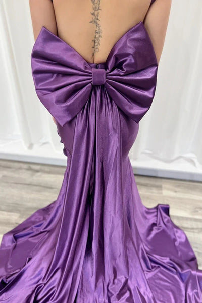 V-neck Purple Mermaid Prom Dresses With Ruffles, Chic Long Prom Dresses, 2025 Prom Dresses
