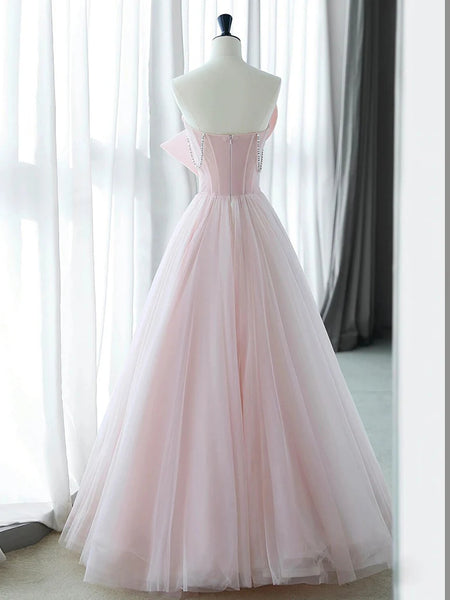 Pink A-line Prom Dresses With Huge Bow, Cute Dancing Dresses, Newest P ClaireBridal Pink A-line Prom Dresses With Huge Bow, Cute Dancing Dresses, Newest P ClaireBridal