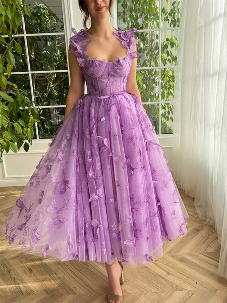 3D Butterfly Whimsical Flutter Midi Gown, Newest Prom Dresses, Midi Dresses, Homecoming Dresses