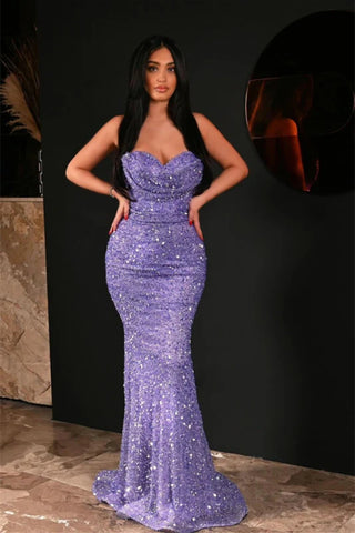 Sweetheart Shiny Mermaid Prom Dresses, Sexy Long Prom Dresses, Newest Prom Dresses
